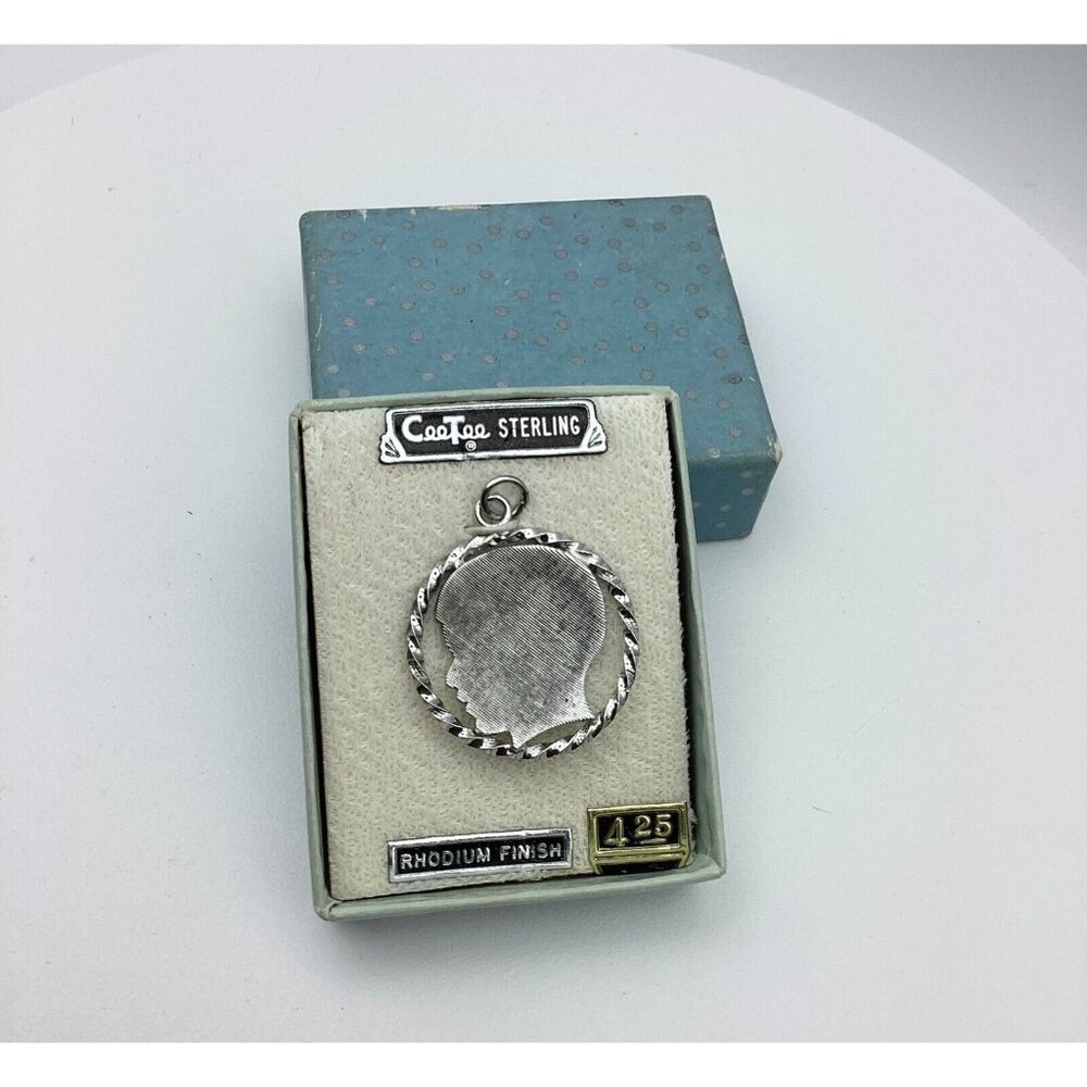 1960s Sterling Silver Rhodium Finish Silhouette Charm By CeeTee-NOS MCM